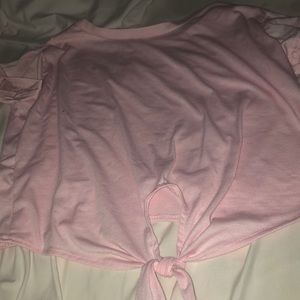 Pink knotted crop top
